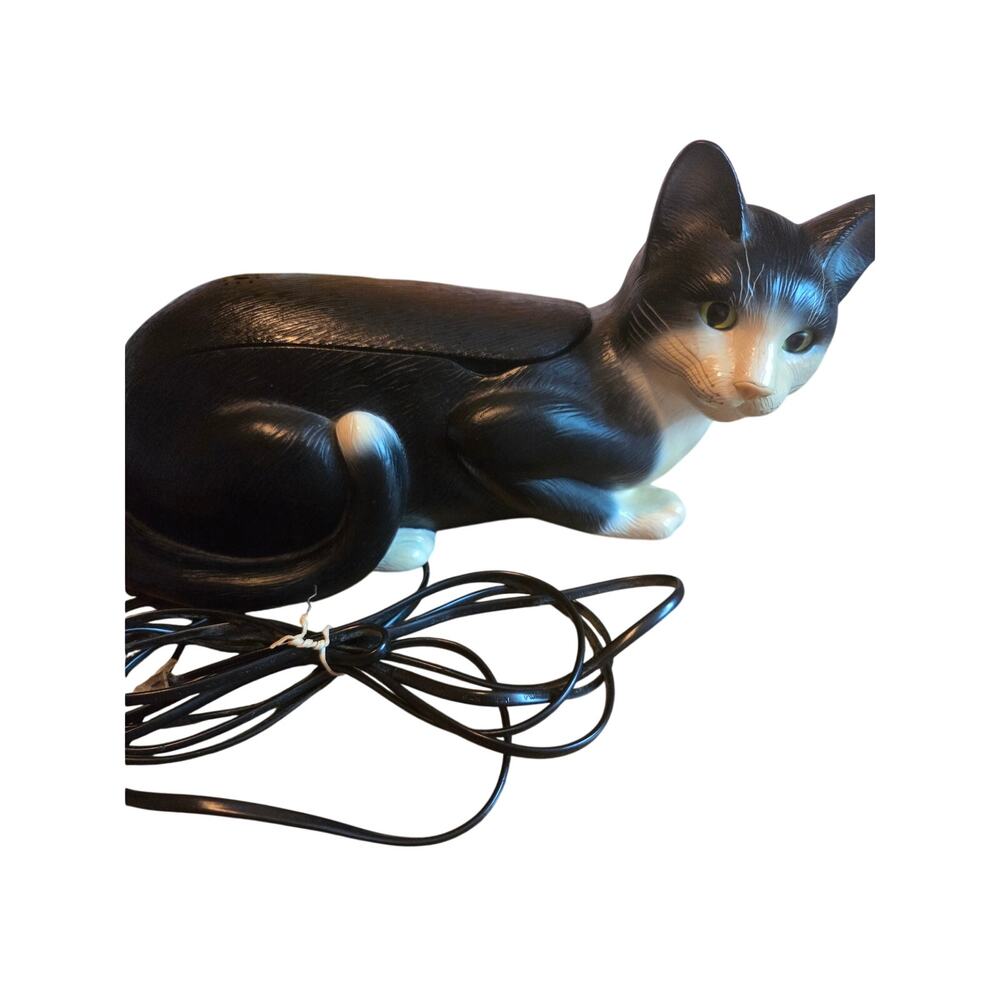 Vintage 80s Tuxedo Cat Telephone KLC Telemania BK/WH Corded Landline Collectible